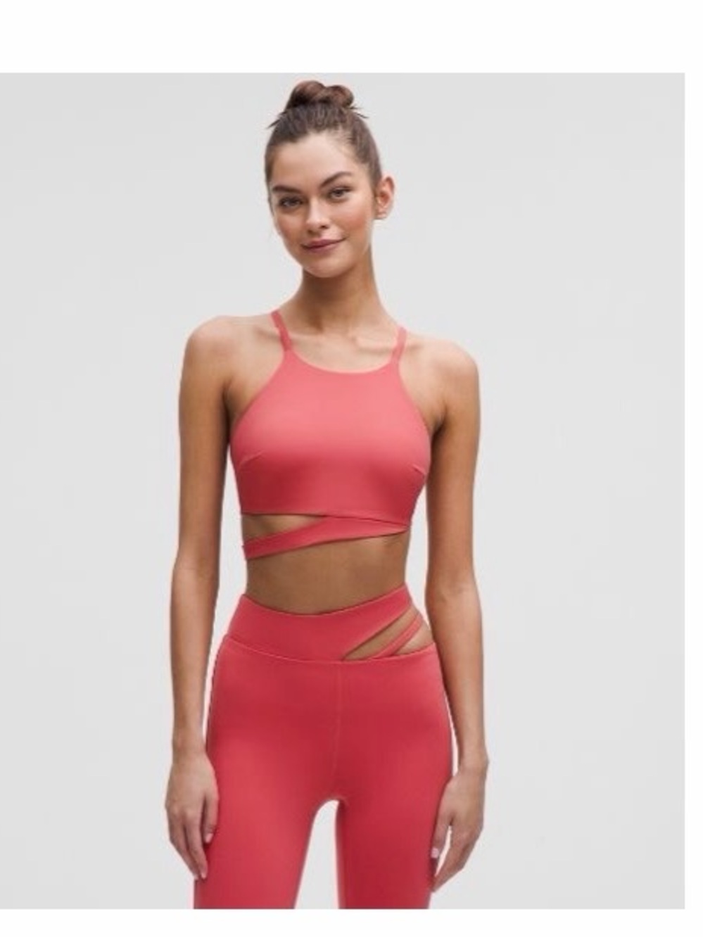 Lululemon Desert Red Cut-Out Train Tight 25” + UltralU Cutout Bra Set 4/S